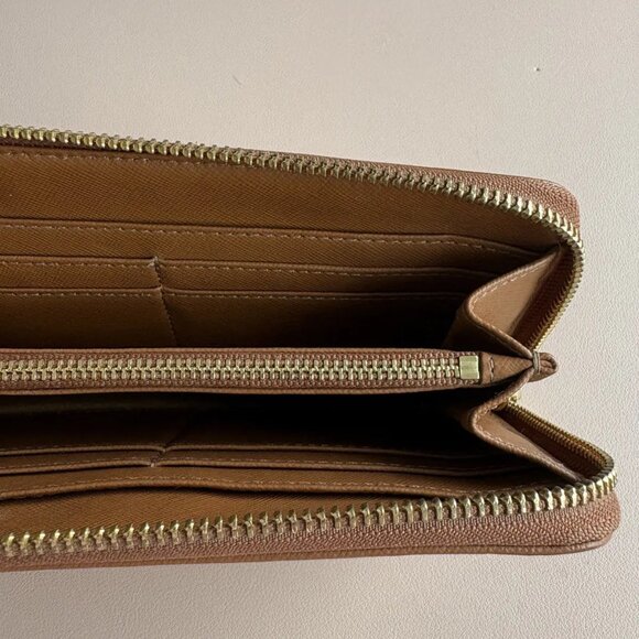 Tory Burch Continental Zip Around Wallet | Brown Brushed Saffiano Leather - Picture 3 of 5